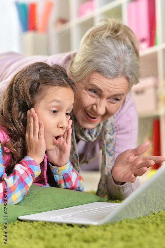 portrait of grandmother and daughter portrait of grandmother and daughter