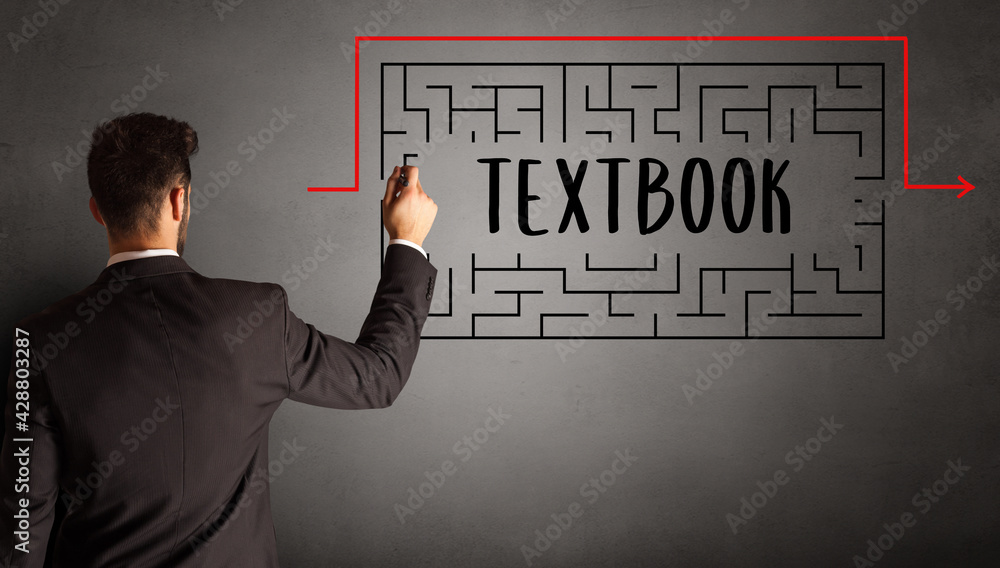 businessman drawing maze concept businessman drawing maze concept