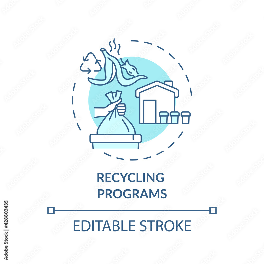 Recycling programs concept icon. Effectively manage waste in correct way. Green hotel posibilities idea thin line illustration. Vector isolated outline RGB color drawing. Editable stroke