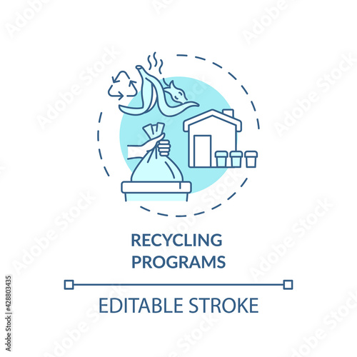 Recycling programs concept icon. Effectively manage waste in correct way. Green hotel posibilities idea thin line illustration. Vector isolated outline RGB color drawing. Editable stroke
