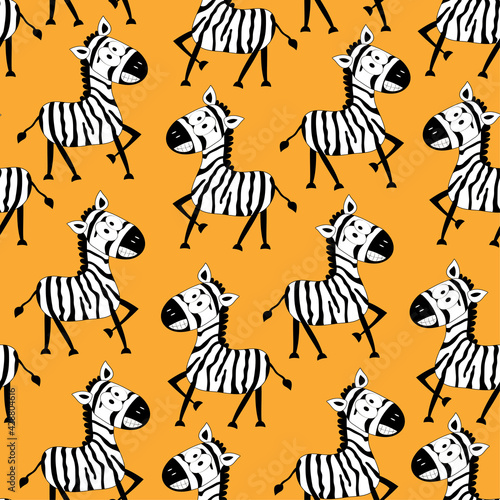 Zerbra seamless pattern. Funny hand drawn vector graphics. Good for Textile print  wrapping and wall paper  and other gift design.
