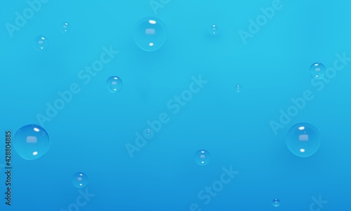 Abstract gradient background with flying balloons underwater. 3d rendering