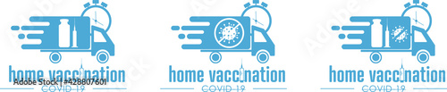 Home vaccination icon. Covid vaccine delivery.