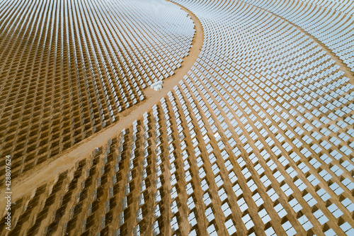 Aerial photo of solar thermal power plant