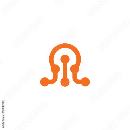 Technology Dots Digital Octopus Vector Abstract Illustration Logo Icon Design Template Element