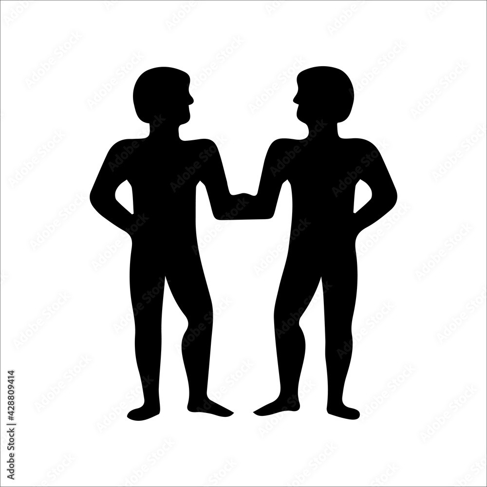 twin brothers black silhouette Gemini vector illustration