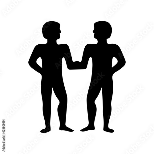 twin brothers black silhouette Gemini vector illustration