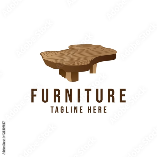 Retro and minimalist wood table modern furniture interior logo vector symbol icon design illustration