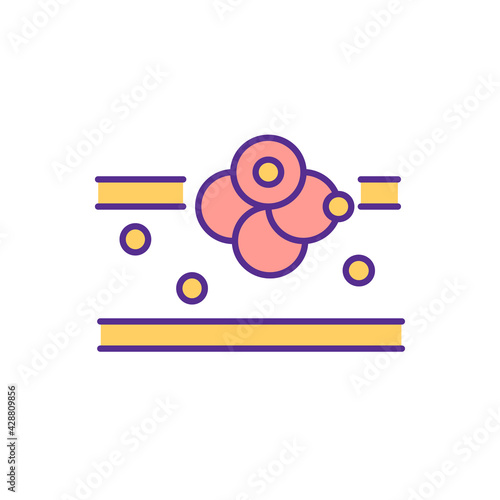 Blood clots RGB color icon. Obstructing blood flow. Arterial thrombosis. Thrombus in veins and arteries. Life-threatening condition. High-fat diet risk. Isolated vector illustration