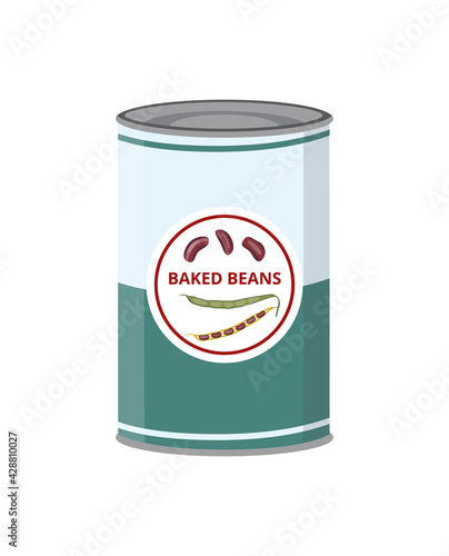 Baked kidney beans canned in tin can, tinned vegetables healthy food