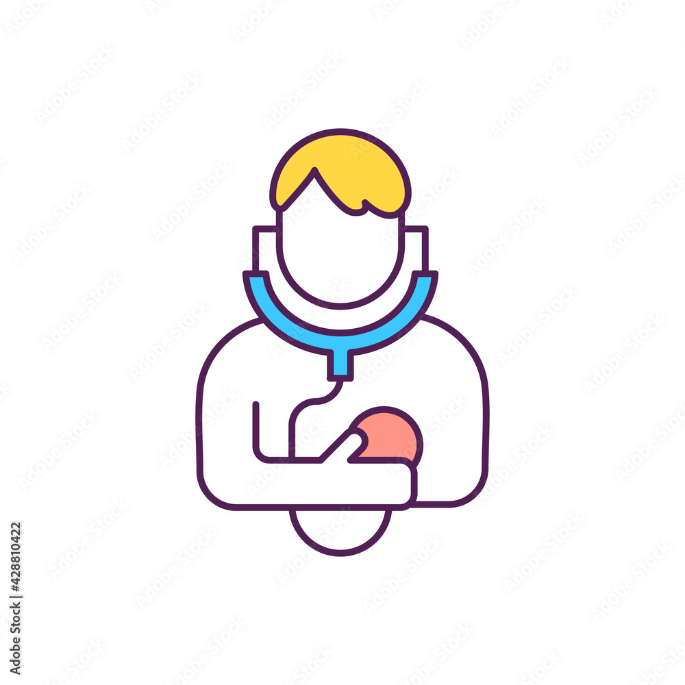Self-medication RGB color icon. Heart rate measurement. Taking medicine, drugs. Treating self-recognized and self-diagnosed diseases. Revealing risk for heart attack. Isolated vector illustration Self-medication RGB color icon. Heart rate measurement. Taking medicine, drugs. Treating self-recognized and self-diagnosed diseases. Revealing risk for heart attack. Isolated vector illustration