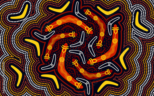 Boomerang pattern - aboriginal dot art