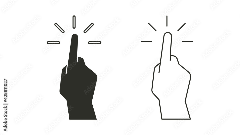 Touch clicking finger icons set Touch clicking finger icons set