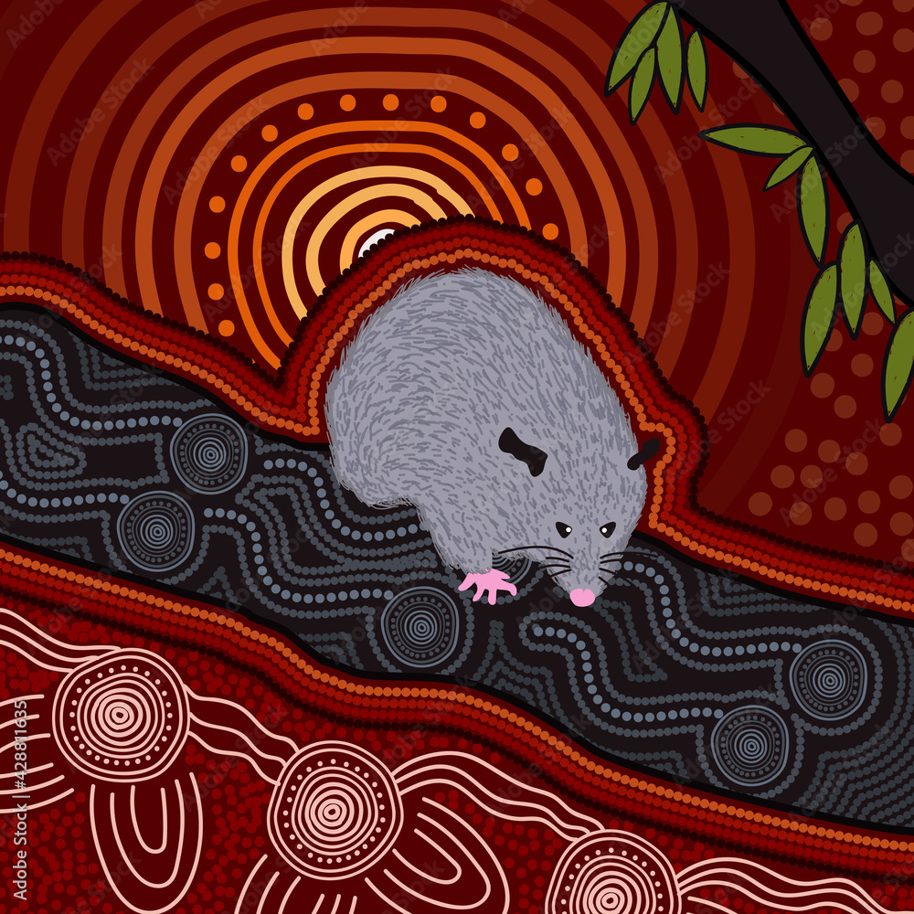 Possum aboriginal vector dot artwork