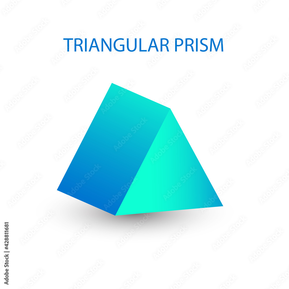 Vector blue triangular prism with gradients and shadow for game, icon, package design, logo, mobile, ui, web, education. 3D triangular prism on a white background. Geometric figures for your design. Vector blue triangular prism with gradients and shadow for game, icon, package design, logo, mobile, ui, web, education. 3D triangular prism on a white background. Geometric figures for your design.