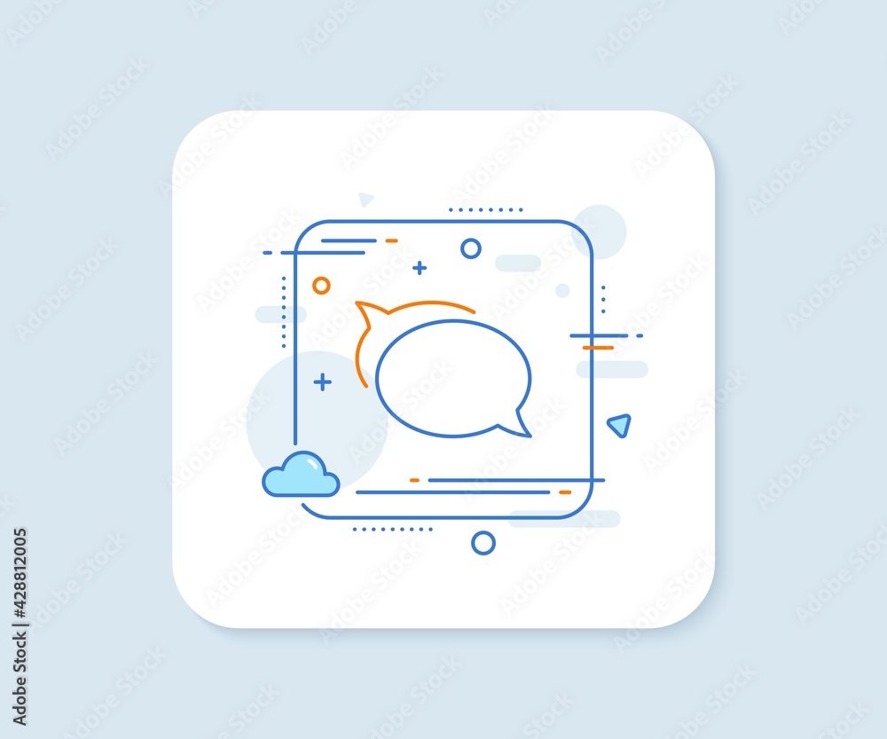 Talk bubble line icon. Abstract square vector button. Speech bubble sign. Chat message symbol. Talk bubble line icon. Quality concept badge. Vector
