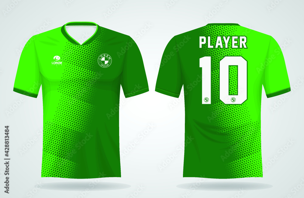green sports jersey template for team uniforms and Soccer t shirt
