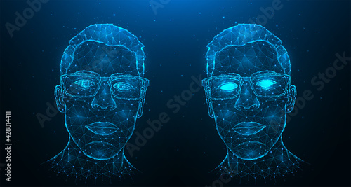 A young guy with glasses and his alter ego. Mysterious guy.