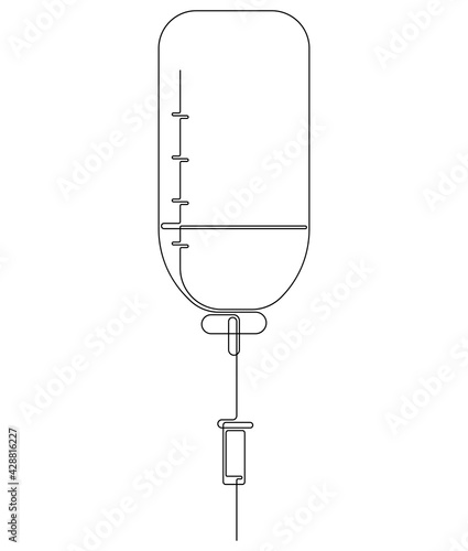 Single line medical drop counter illustration. Vector icon in one continuous line style.