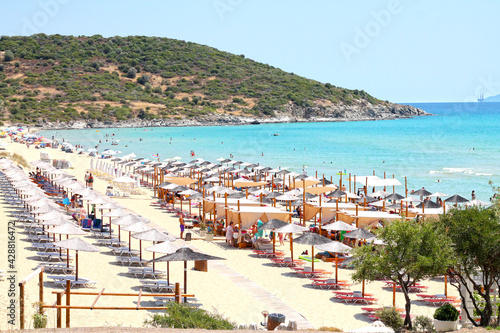 Fototapeta Naklejka Na Ścianę i Meble -  Ammolofoi beach is the most popular and most beautiful beach of northern Greece. Located at about 1km from Nea Peramos, near Kavala.
