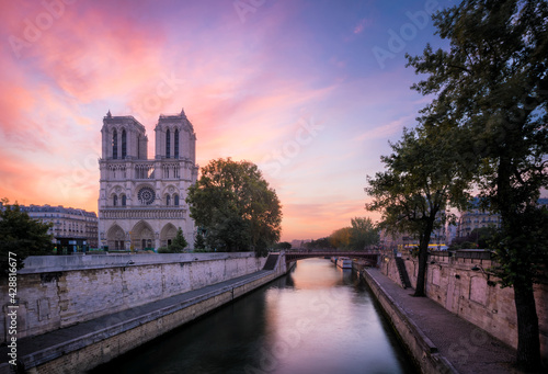 Sunrise over Notre Dame Cathedral, Paris, France 