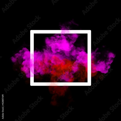 Pink and purple smoke black background 3d illustration 3d rendering