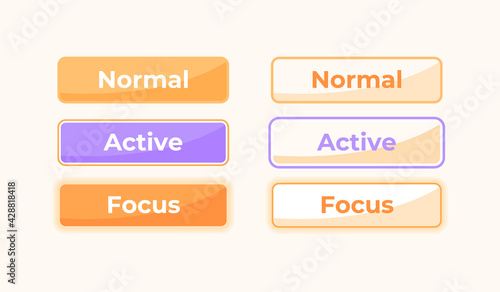 Active and inactive Settings UI elements kit. Option tabs isolated vector icon, bar and dashboard template. Web design widget collection for mobile application with light theme interface