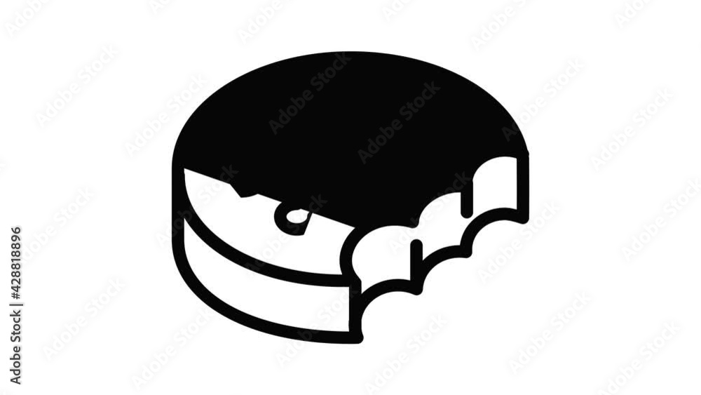 Bitten biscuit icon animation outline best object on white background Bitten biscuit icon animation outline best object on white background