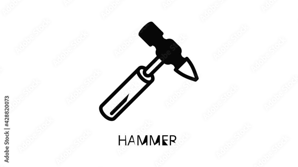 Hammer icon animation outline best object on white background Hammer icon animation outline best object on white background