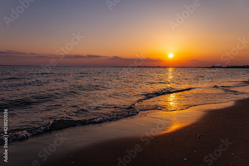 夕日の浜辺 幕張の浜