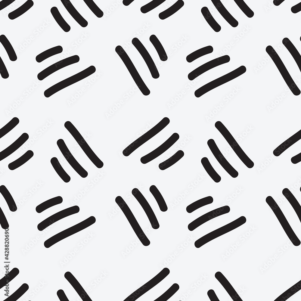 Fototapeta premium seamless abstract hand drawn pattern with black strokes on a white background