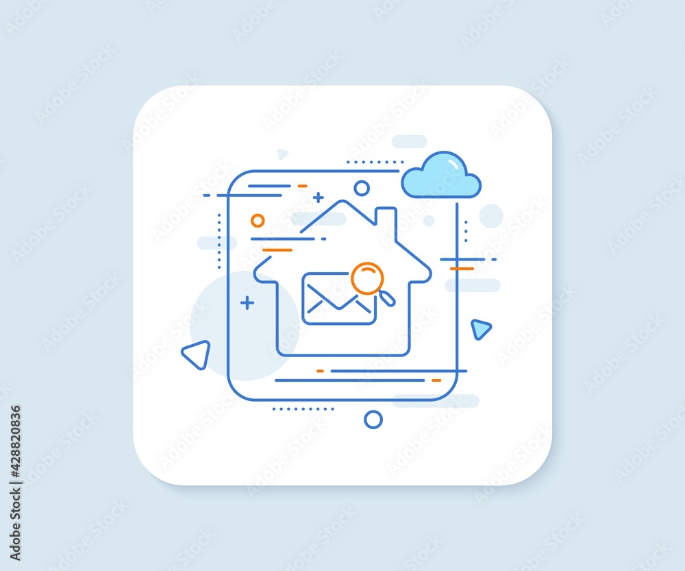 Search mail line icon. Abstract vector button. Find letter document sign. Magnify glass. Search mail line icon. Home concept badge. Vector Search mail line icon. Abstract vector button. Find letter document sign. Magnify glass. Search mail line icon. Home concept badge. Vector