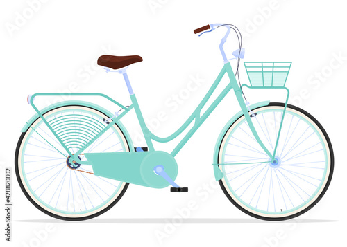 Vintage womens bicycle. Active way of life. Bicycle for settlements.