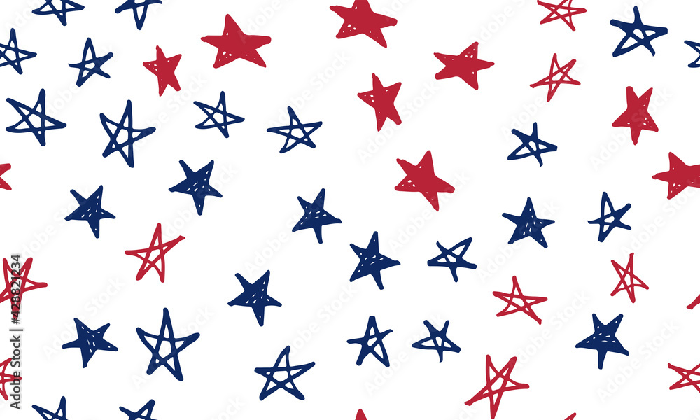 Fototapeta premium Stars grunge. Presidents day. Independence Day USA. Hand drawn illustration. 