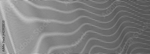 Monochrome abstract linear optical illusion gradient background banner with moire. Calm beauty backdrop saver for Web design, business card, mobile apps, cover book, poster, package.