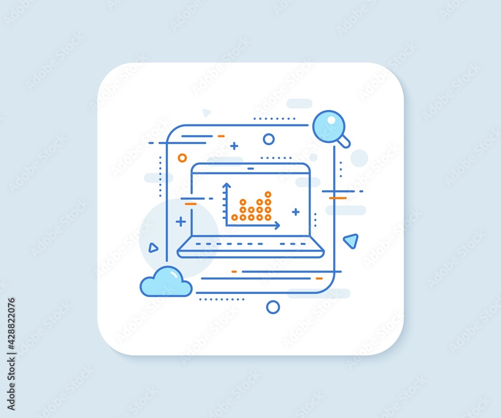Dot plot graph line icon. Abstract vector button. Presentation chart sign. Market analytics symbol. Dot plot line icon. Laptop concept badge. Vector Dot plot graph line icon. Abstract vector button. Presentation chart sign. Market analytics symbol. Dot plot line icon. Laptop concept badge. Vector