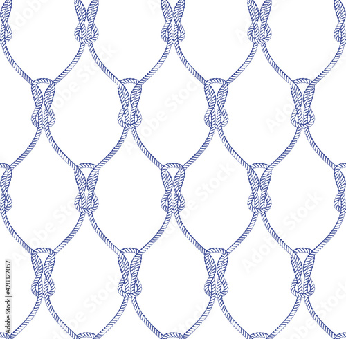 A set of various knots, frames, bindings of ropes. Seamless decorative elements, patterns.