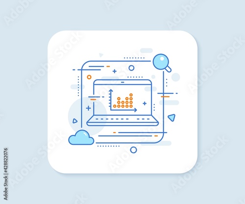 Dot plot graph line icon. Abstract vector button. Presentation chart sign. Market analytics symbol. Dot plot line icon. Laptop concept badge. Vector