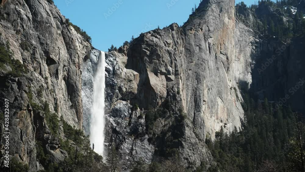 Bridalveil Fall in Yosemite National Park during spring time. Bridalveil Fall in Yosemite National Park during spring time.