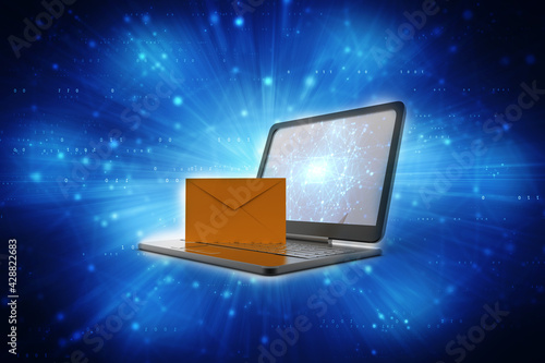 Wallpaper Mural 3d rendering laptops with mail envelops Torontodigital.ca