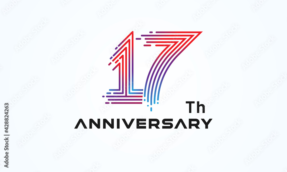 Abstract 17 Number Logo, number 17 monogram line style, usable for anniversary, business and tech logos, flat design logo template, vector illustration Abstract 17 Number Logo, number 17 monogram line style, usable for anniversary, business and tech logos, flat design logo template, vector illustration
