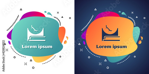 White Skate park icon isolated on white and blue background. Set of ramp, roller, stairs for a skatepark. Extreme sport. Abstract banner with liquid shapes. Vector