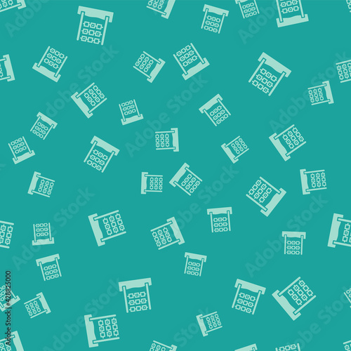 Green Tic tac toe game icon isolated seamless pattern on green background. Vector