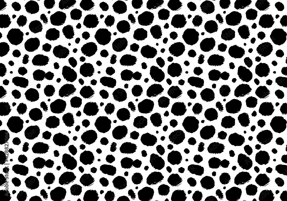 Vector cheetah skin pattern background. Abstract wild animal leopard black and white spots, hand drawn texture for print design, cover, wallpaper Vector cheetah skin pattern background. Abstract wild animal leopard black and white spots, hand drawn texture for print design, cover, wallpaper