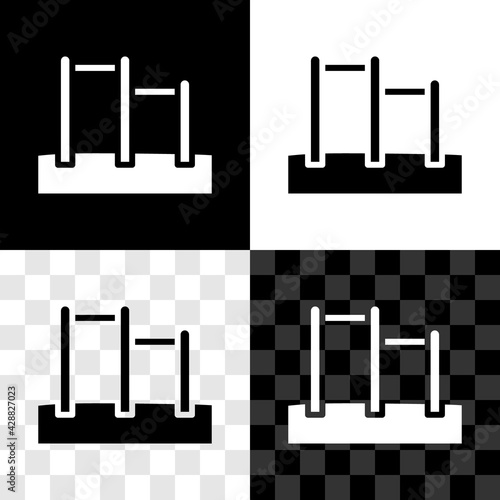 Set Sport horizontal bar icon isolated on black and white, transparent background. Vector