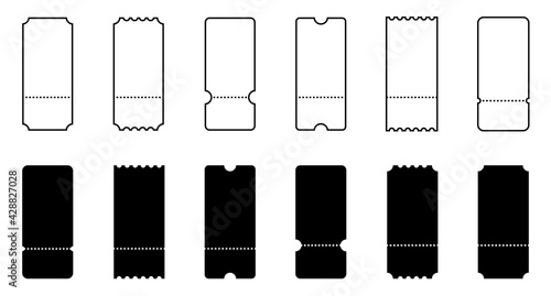 Ticket. Coupon. Tickets or Coupons vector icons. Ticket or Coupon, isolated in linear simple flat design. Vector illustration
