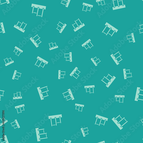 Green Sport horizontal bar icon isolated seamless pattern on green background. Vector