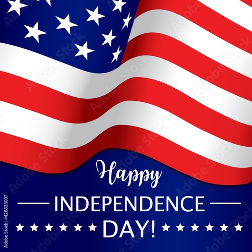Independence day, July 4th, USA American holiday vector poster. Happy Independence day or US America flag and stars for fourth of July celebration of liberty, military and patriots greeting card