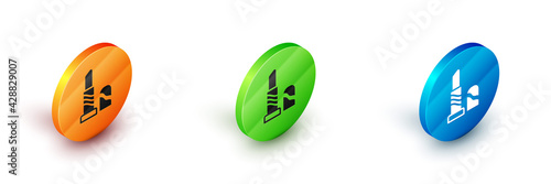 Isometric Lipstick icon isolated on white background. 8 March. International Happy Women Day. Circle button. Vector