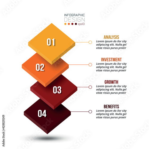 4 step process work flow infographic template.